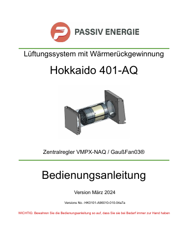 Bedienungsanleitung Hokkaido 401 VMPX-AQ